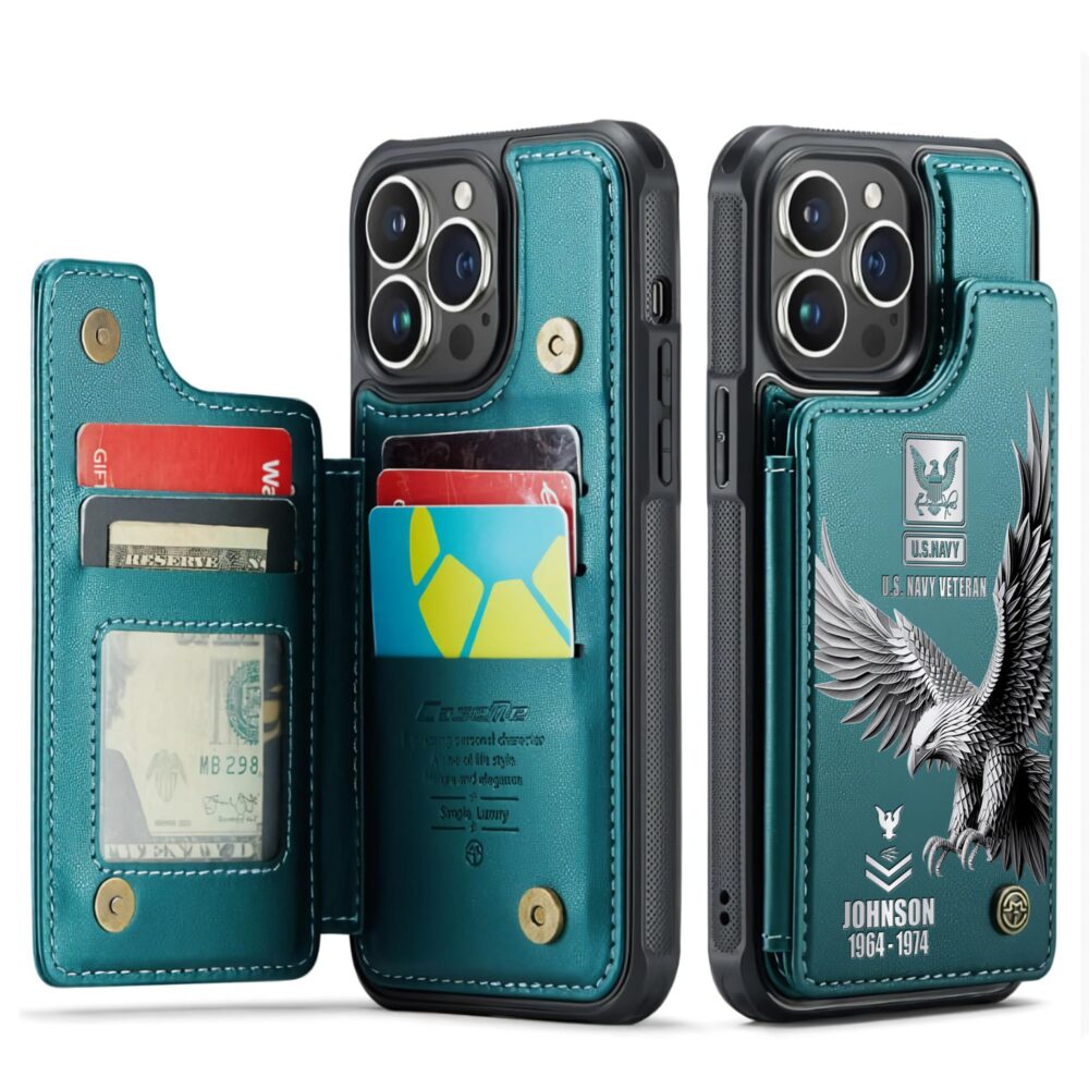 US Navy, Anchors Aweigh - Leather Flip Phone Case - Image 5