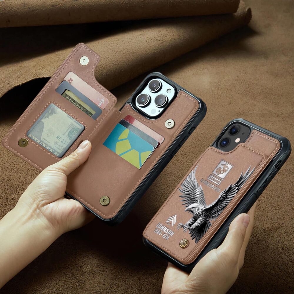 US Marine Corps, E 3 Marines Lance Corporal - Leather Flip Phone Case - Image 2
