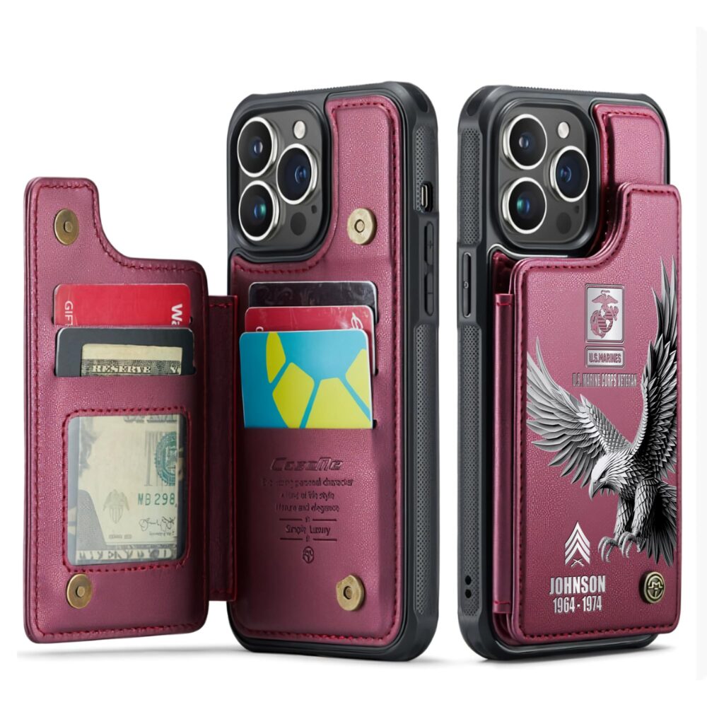 US Marine Corps, E 3 Marines Lance Corporal - Leather Flip Phone Case - Image 4