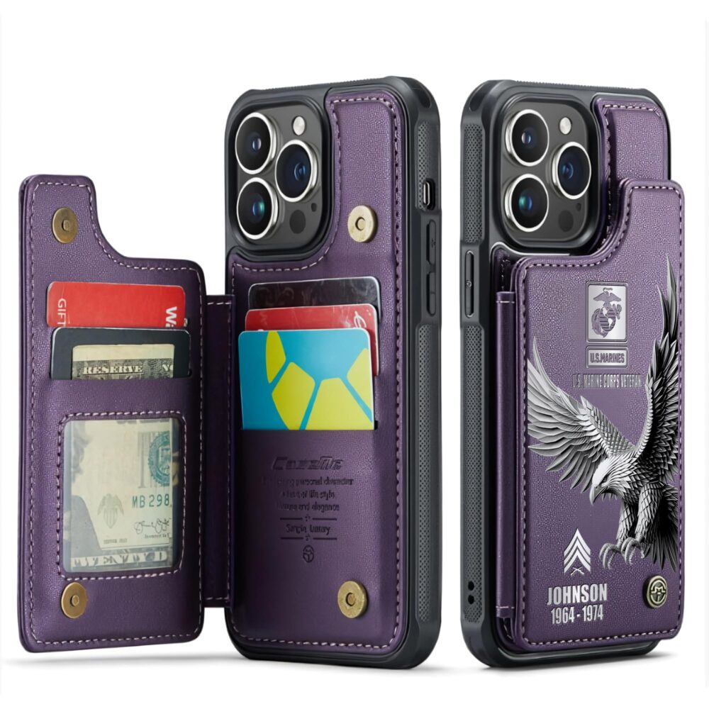 US Marine Corps, E 3 Marines Lance Corporal - Leather Flip Phone Case - Image 6