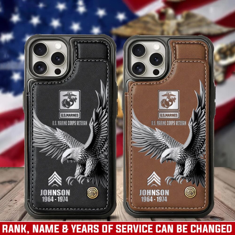 US Marine Corps, E 3 Marines Lance Corporal - Leather Flip Phone Case