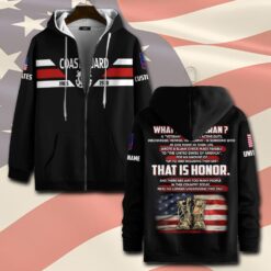 US Coast Guard, Duty, Honor, Country - Zip Hoodie