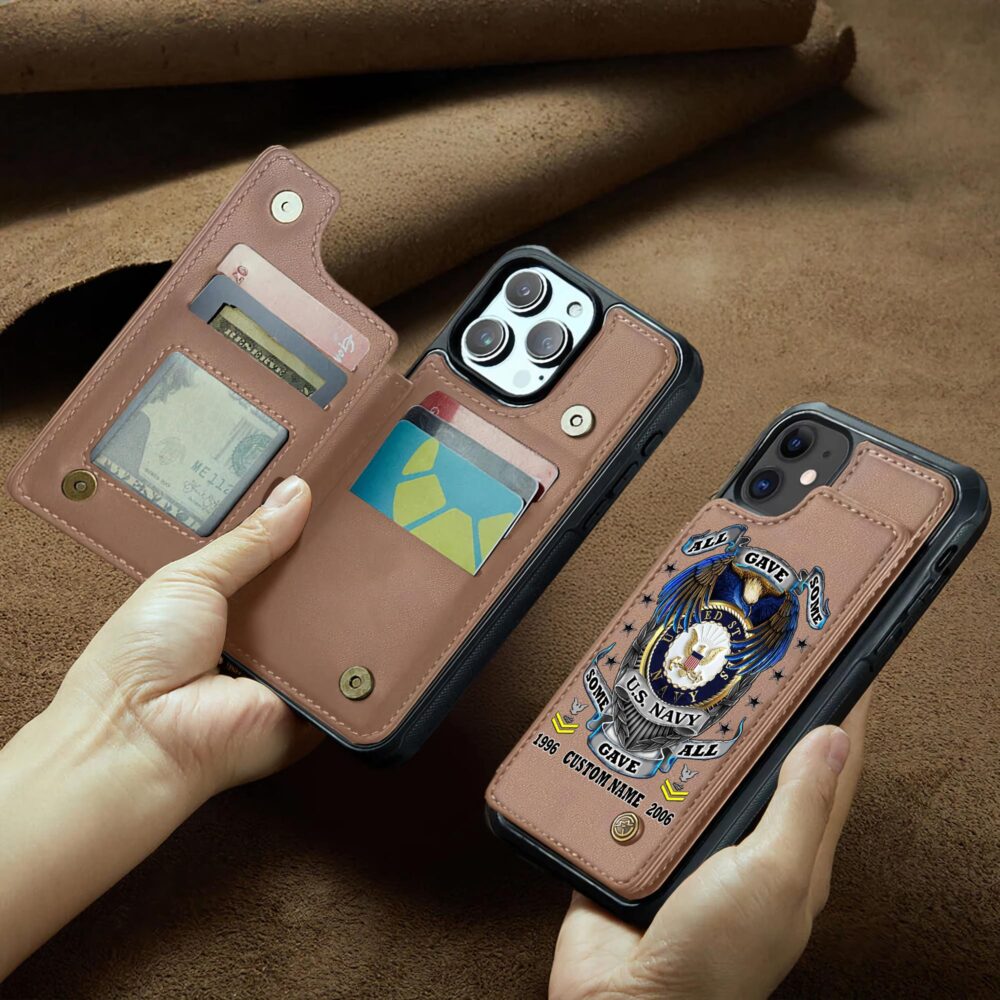 US Navy, By Sea, Air and Land - Leather Flip Phone Case - Image 2
