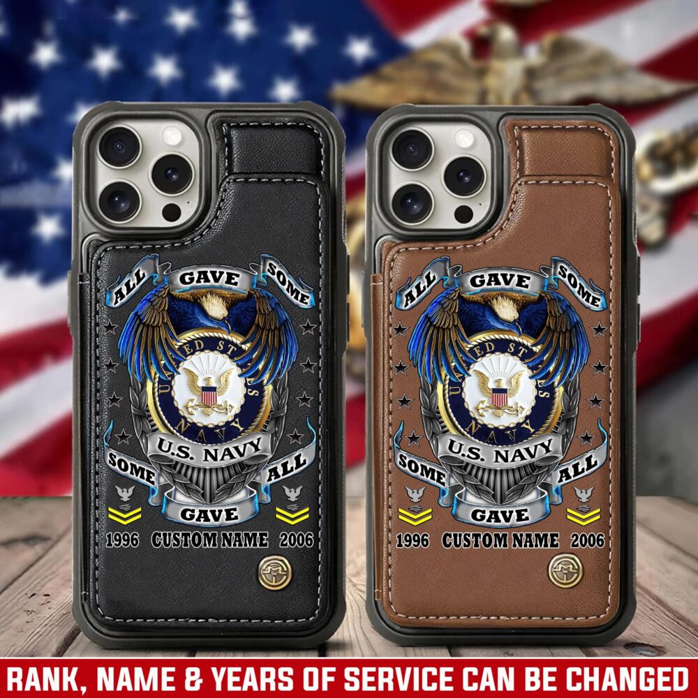 US Navy, By Sea, Air and Land - Leather Flip Phone Case