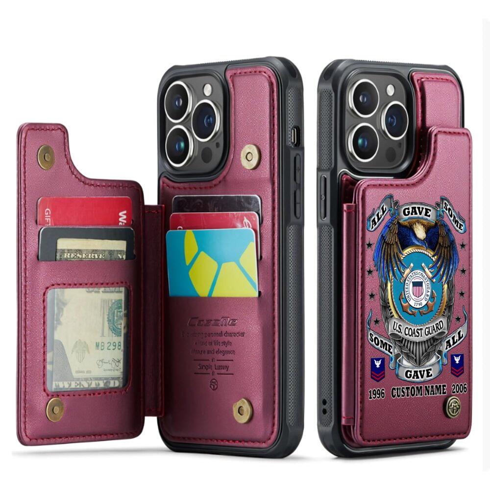 US Coast Guard, E 3 Red - Leather Flip Phone Case - Image 4