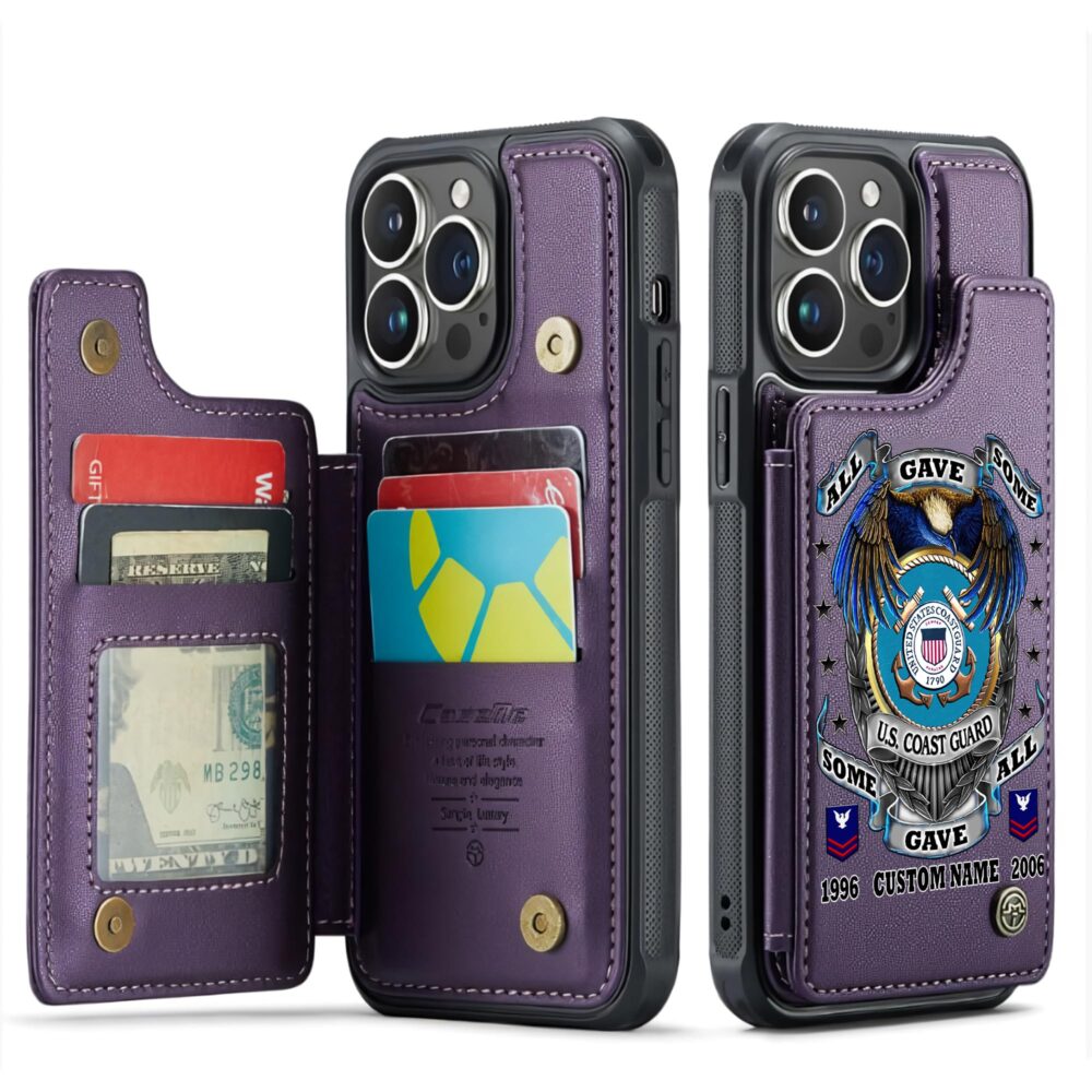 US Coast Guard, E 3 Red - Leather Flip Phone Case - Image 6