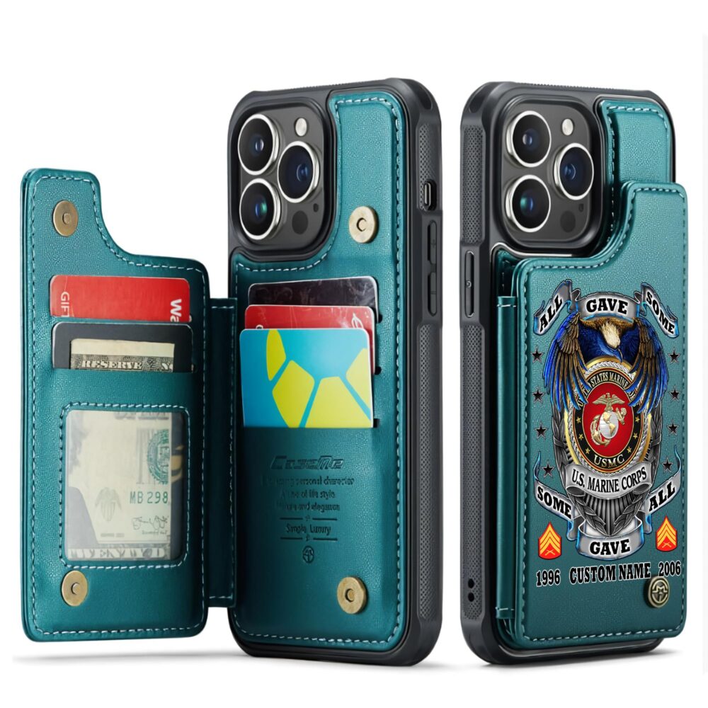 US Marine Corps, Proud Veteran - Leather Flip Phone Case - Image 5