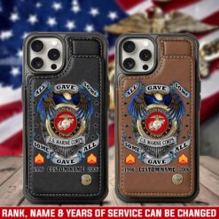 US Marine Corps, Proud Veteran - Leather Flip Phone Case
