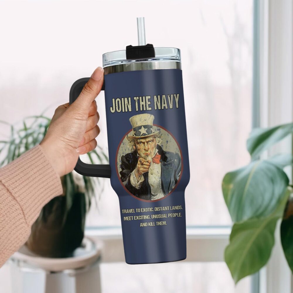 US Navy, Anchors Aweigh - Stainless Steel Tumbler 40oz - Image 2