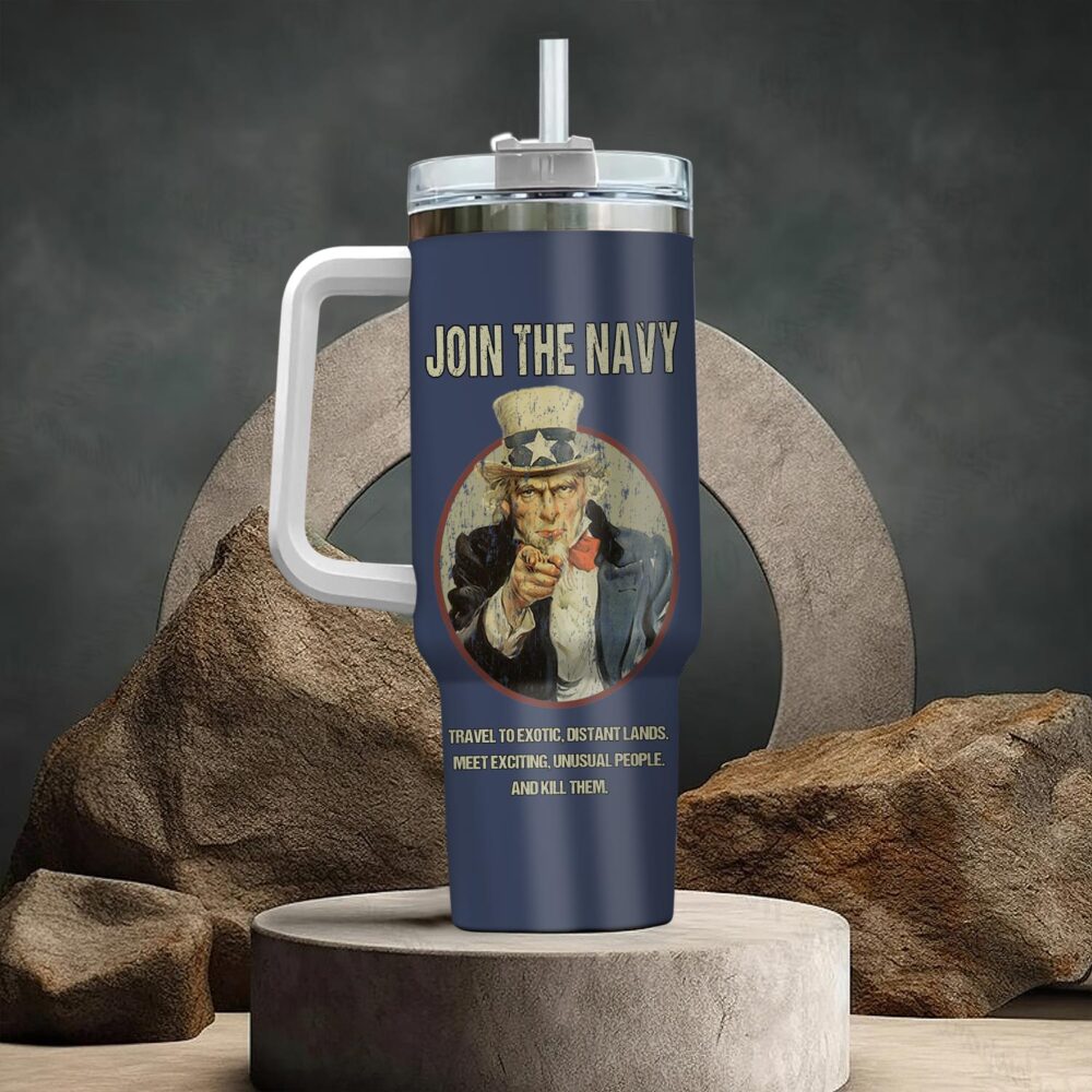 US Navy, Anchors Aweigh - Stainless Steel Tumbler 40oz - Image 3