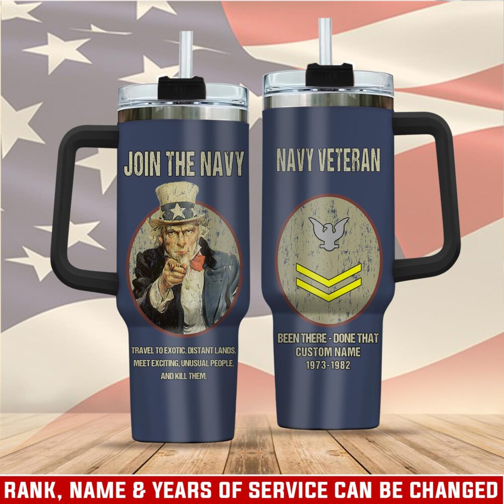 US Navy, Anchors Aweigh - Stainless Steel Tumbler 40oz