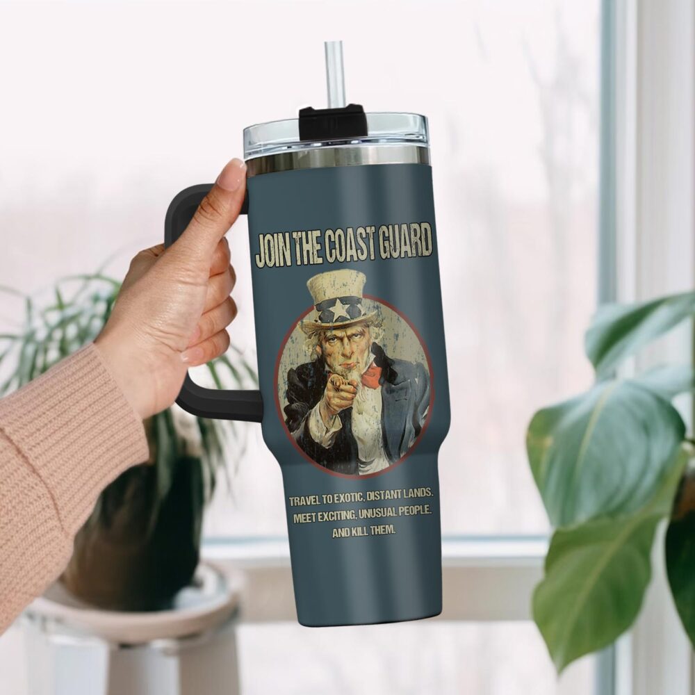 US Coast Guard, E 2 White - Stainless Steel Tumbler 40oz - Image 2