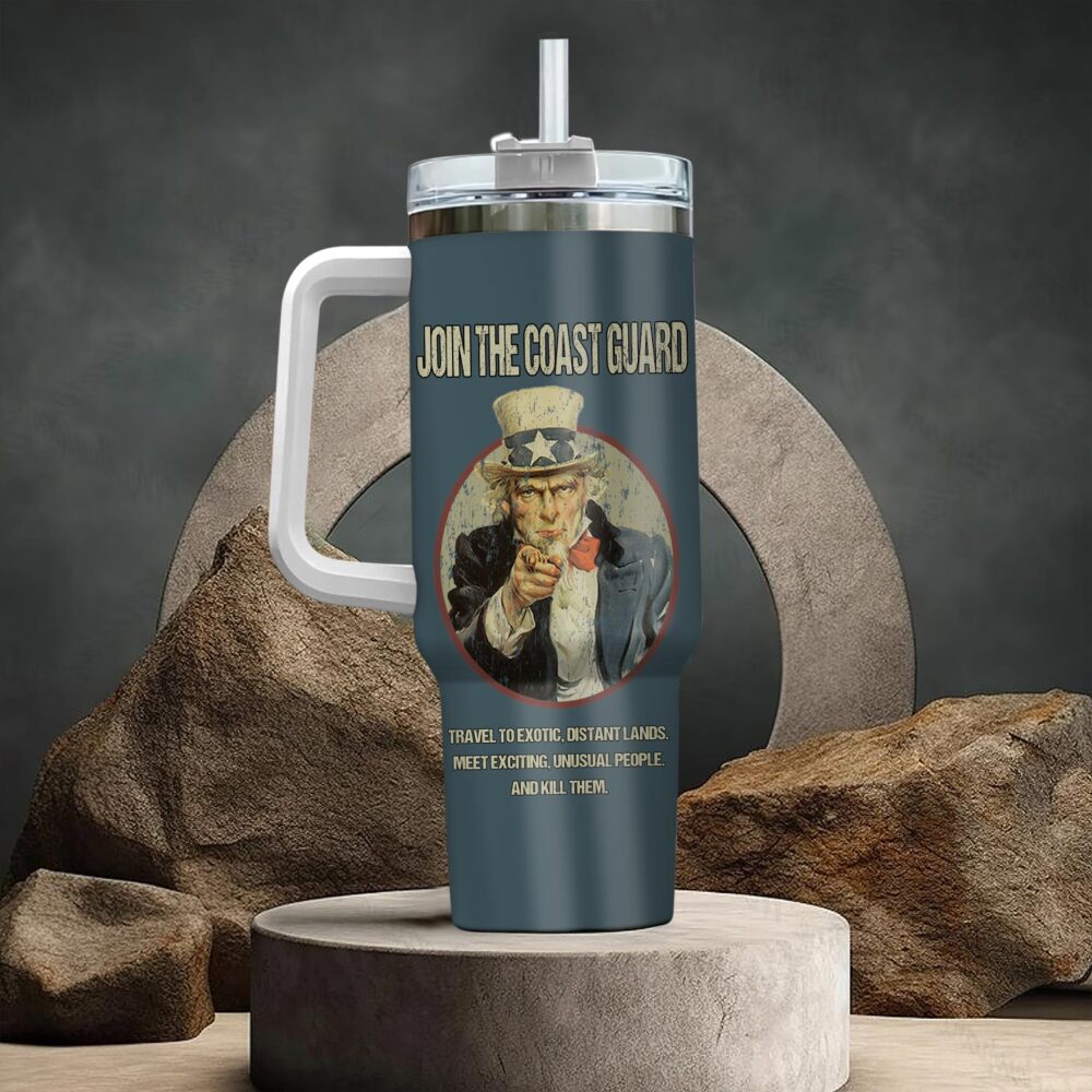 US Coast Guard, E 2 White - Stainless Steel Tumbler 40oz - Image 3