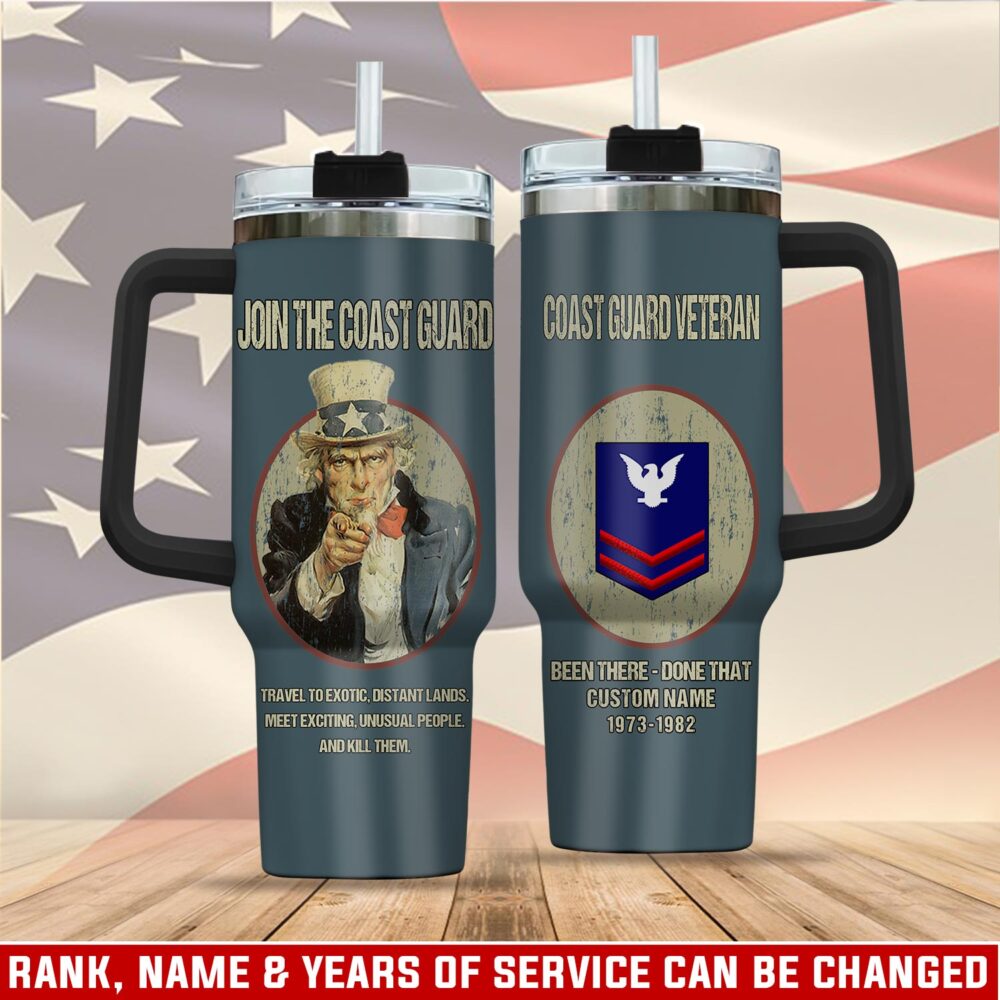 US Coast Guard, E 2 White - Stainless Steel Tumbler 40oz