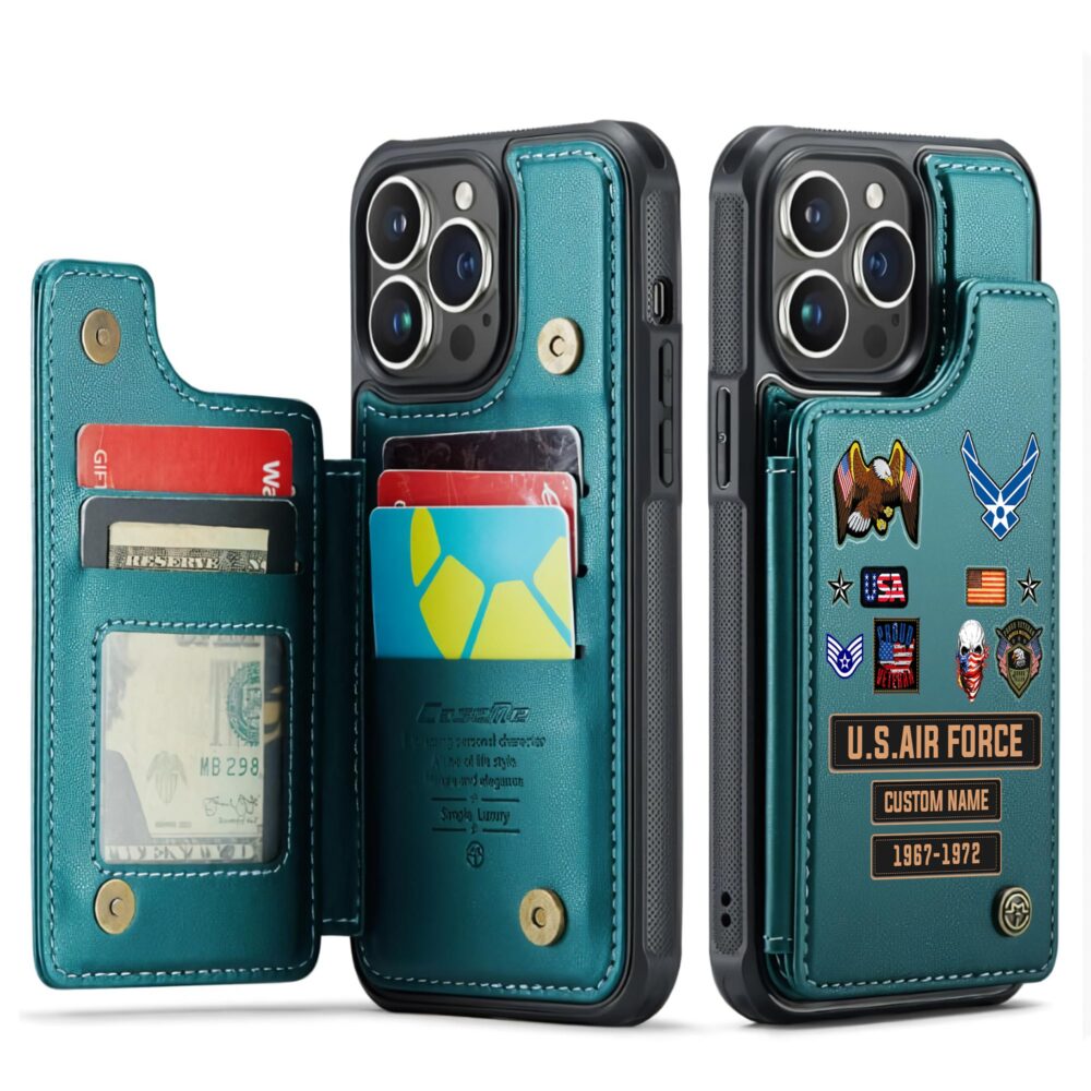 US Air Force , American By Birth, Veteran By Choice - Leather Flip Phone Case - Image 5