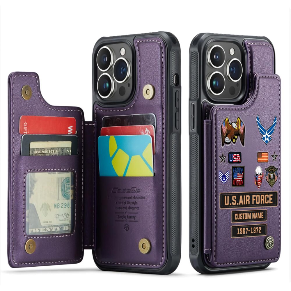 US Air Force , American By Birth, Veteran By Choice - Leather Flip Phone Case - Image 6