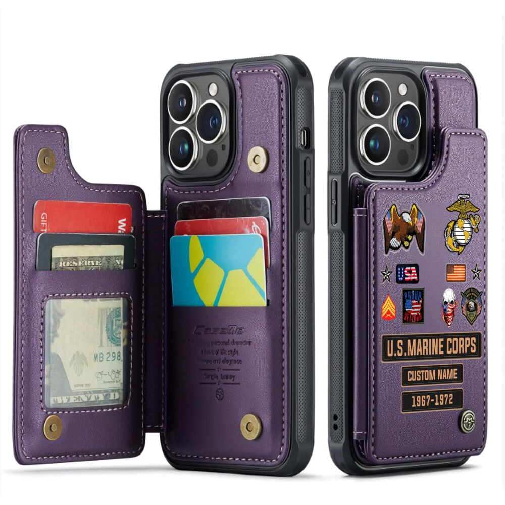US Marine Corps, Thank a Veteran - Leather Flip Phone Case - Image 6