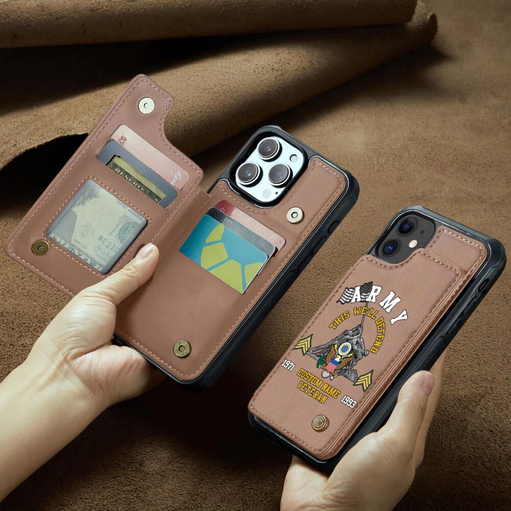 US Army, Freedom Over Fear - Leather Flip Phone Case - Image 2