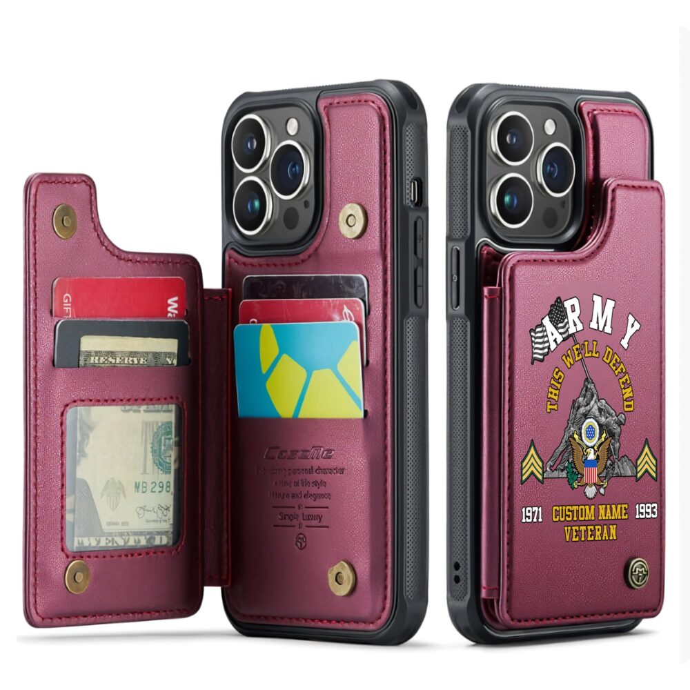 US Army, Freedom Over Fear - Leather Flip Phone Case - Image 4