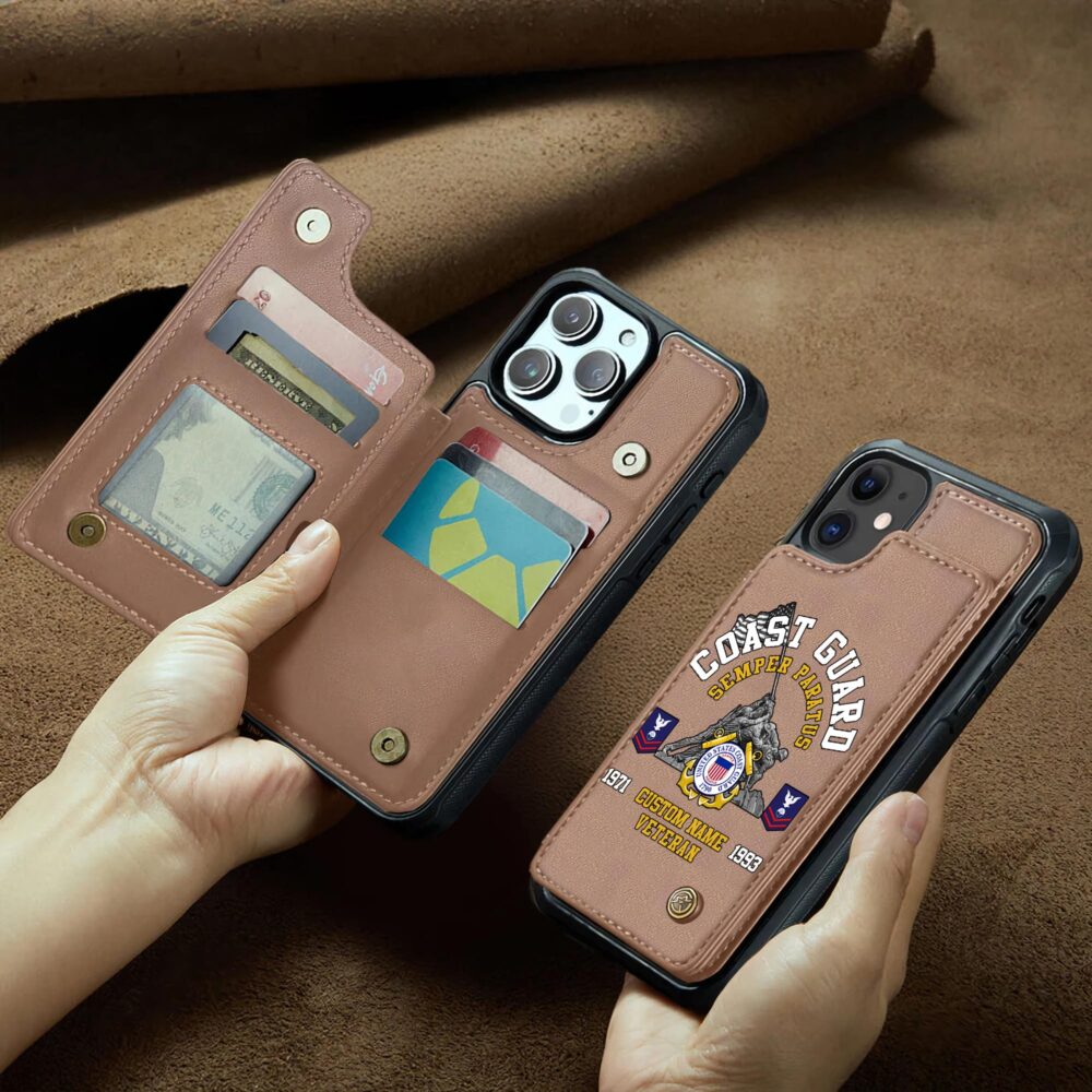 US Coast Guard, E 7 Red - Leather Flip Phone Case - Image 2