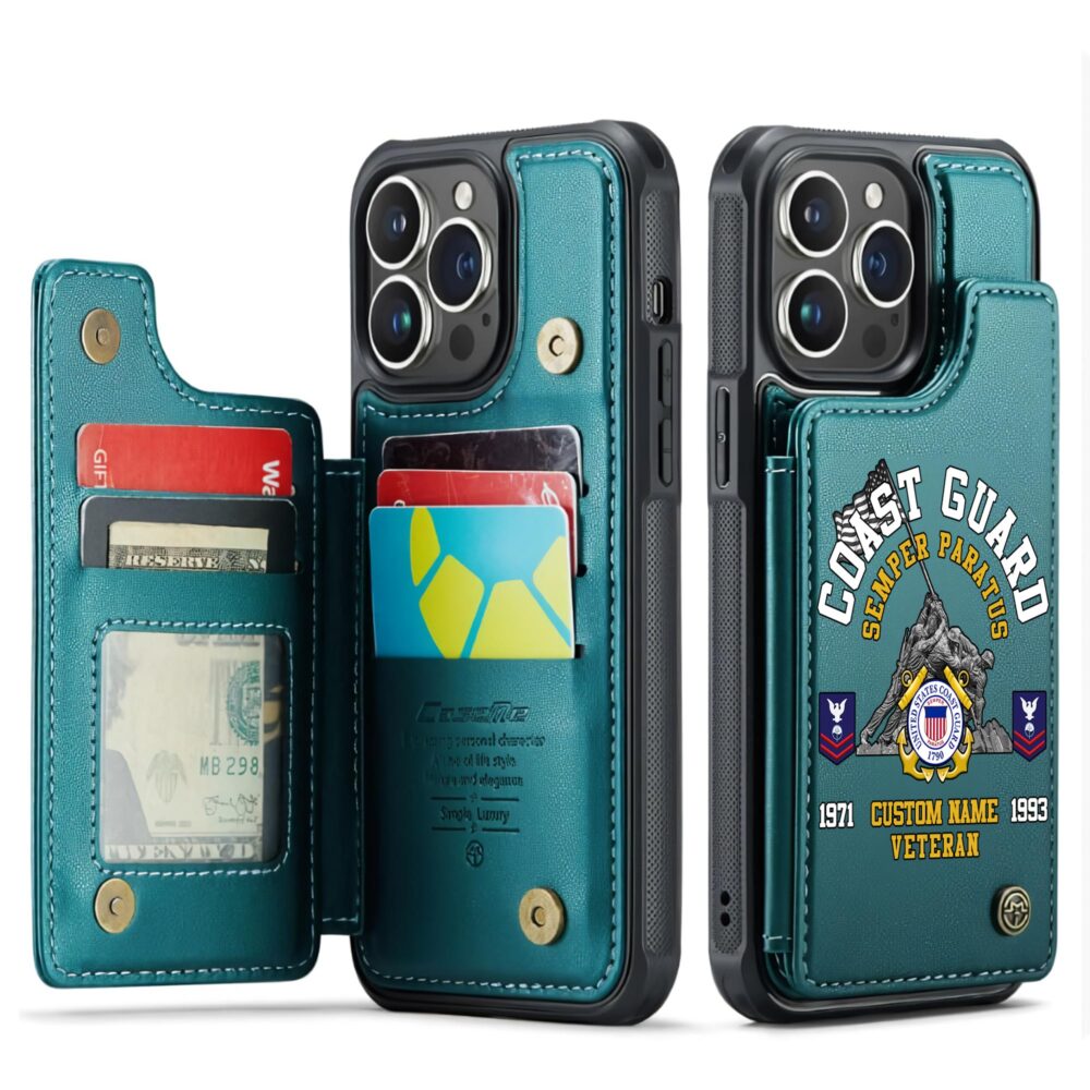 US Coast Guard, E 7 Red - Leather Flip Phone Case - Image 5