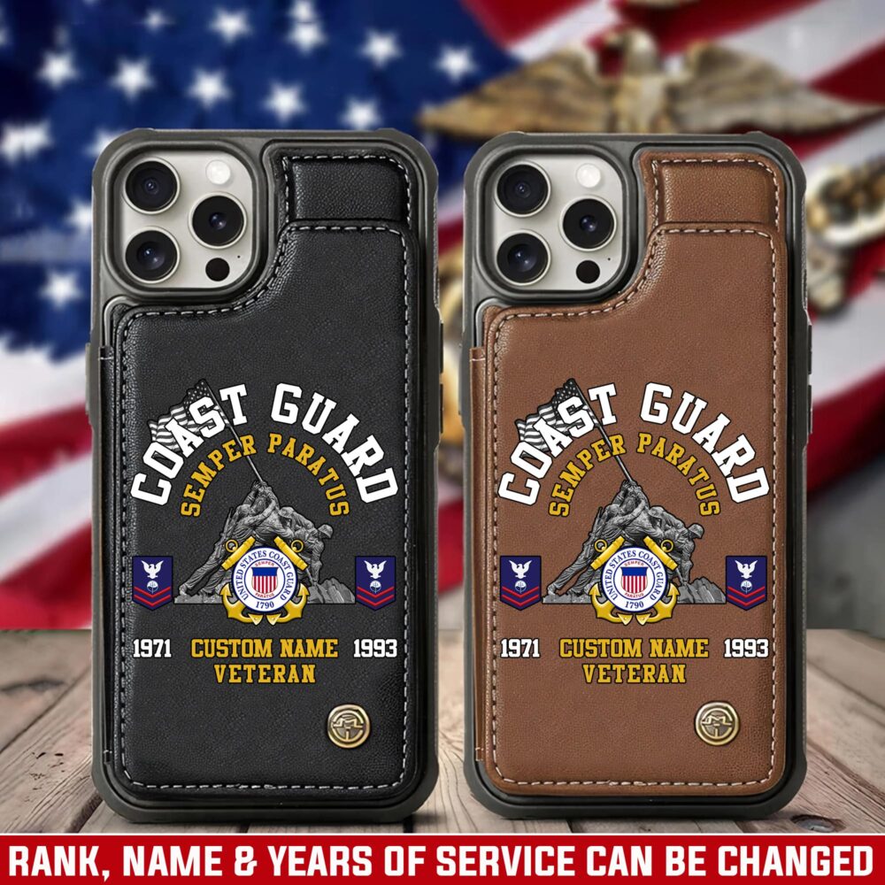 US Coast Guard, E 7 Red - Leather Flip Phone Case