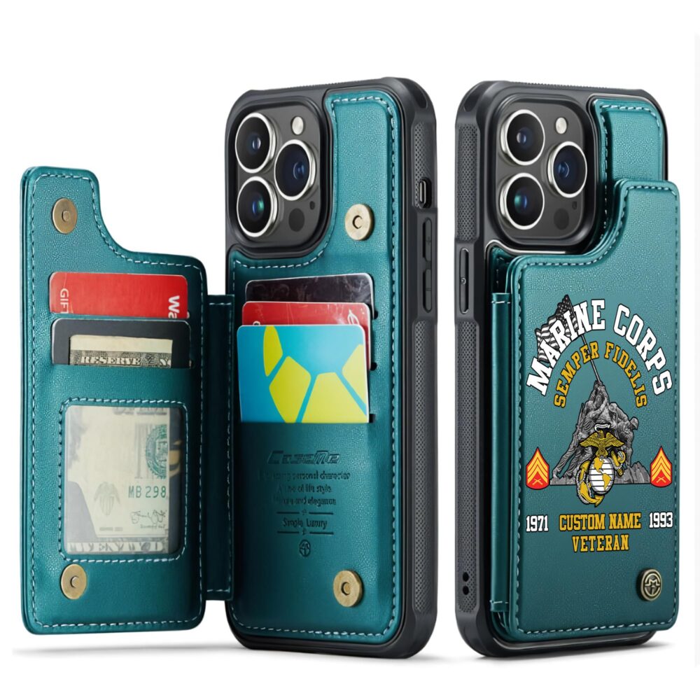 US Marine Corps, Once A Marine, Always A Marine - Leather Flip Phone Case - Image 5