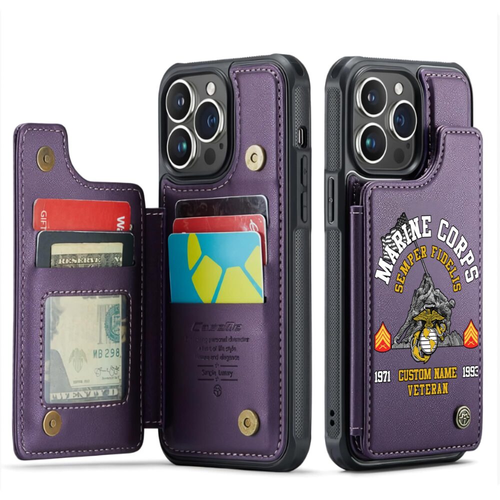 US Marine Corps, Once A Marine, Always A Marine - Leather Flip Phone Case - Image 6