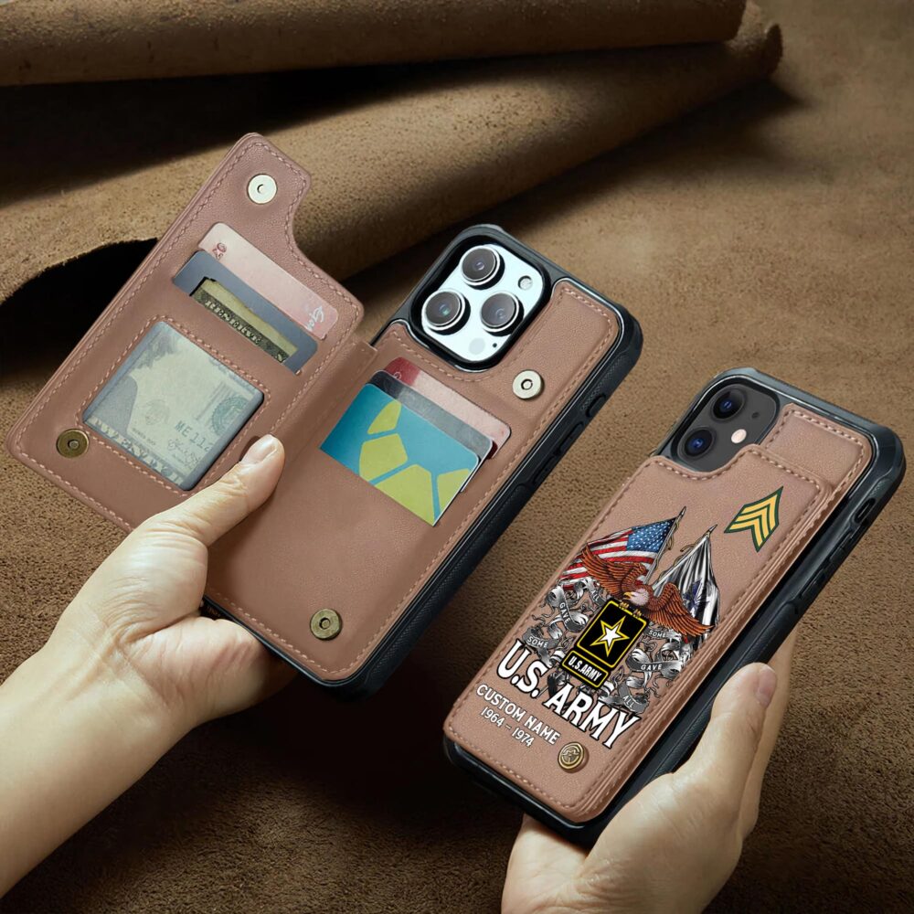 US Army, Defender of Freedom - Leather Flip Phone Case - Image 2