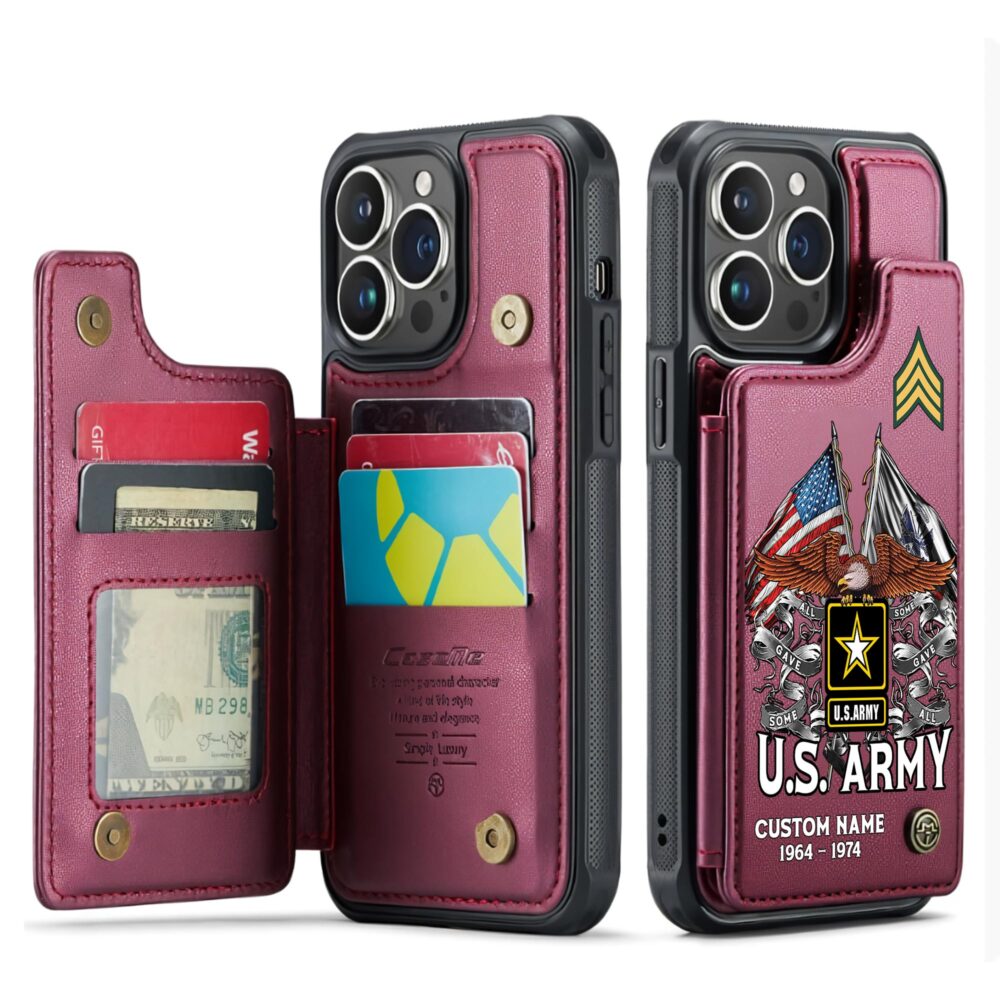 US Army, Defender of Freedom - Leather Flip Phone Case - Image 4