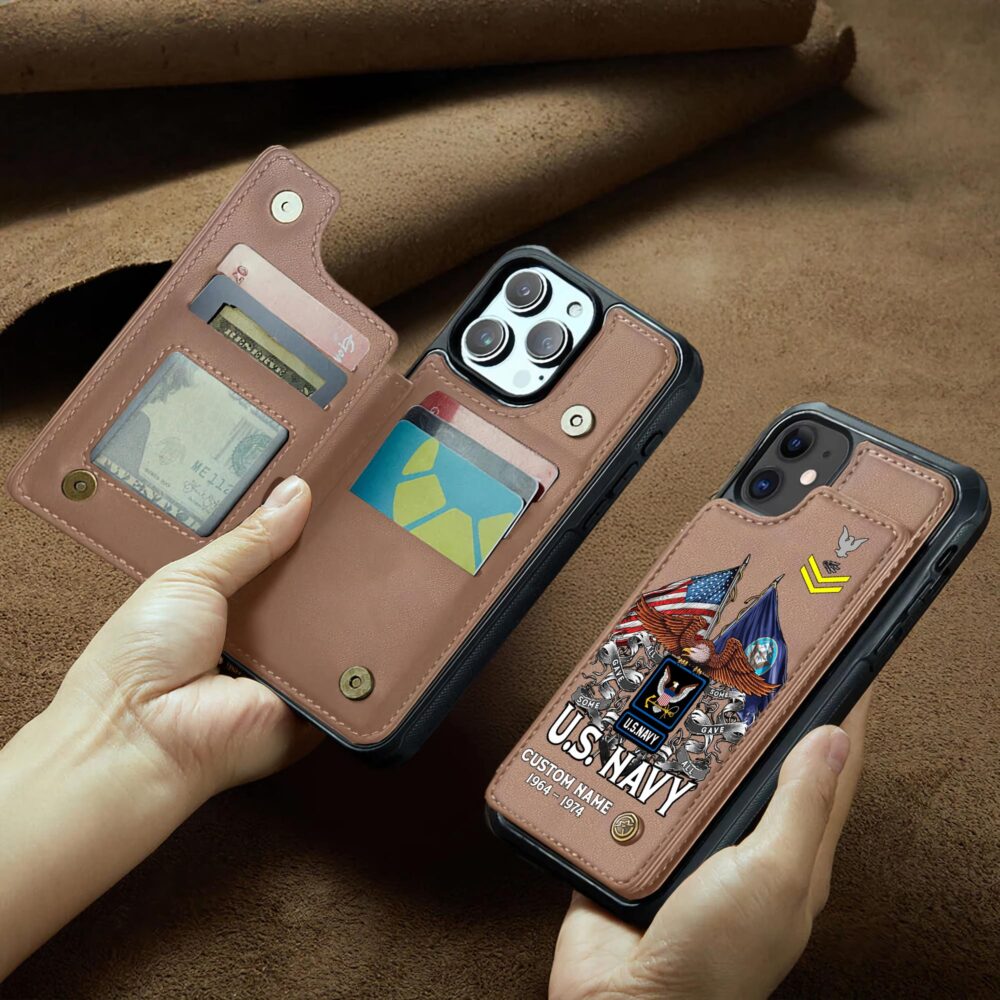 US Navy, Honor - Courage - Commitment - Leather Flip Phone Case - Image 2