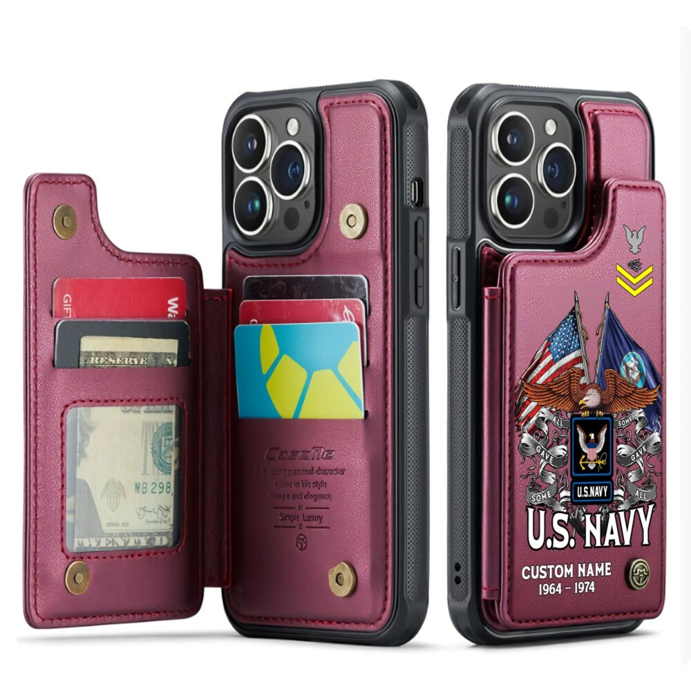 US Navy, Honor - Courage - Commitment - Leather Flip Phone Case - Image 4