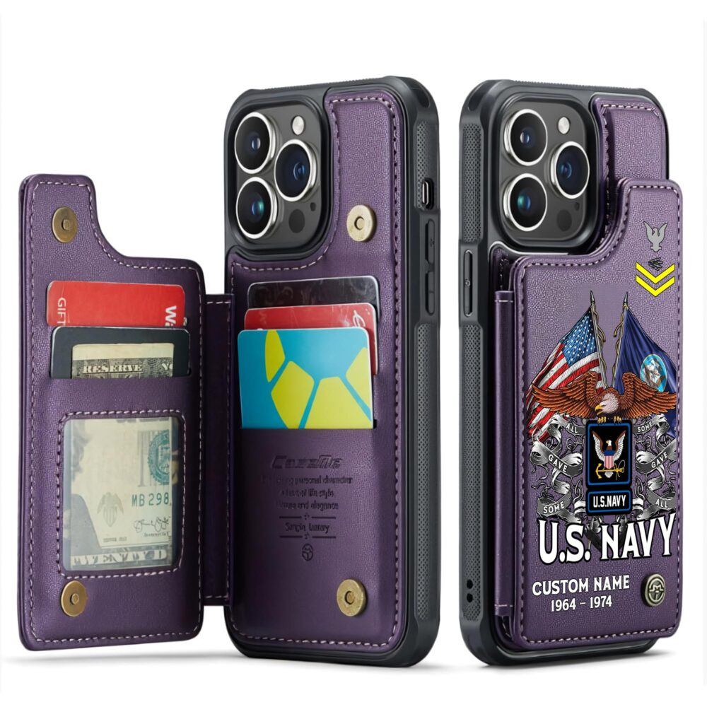 US Navy, Honor - Courage - Commitment - Leather Flip Phone Case - Image 6