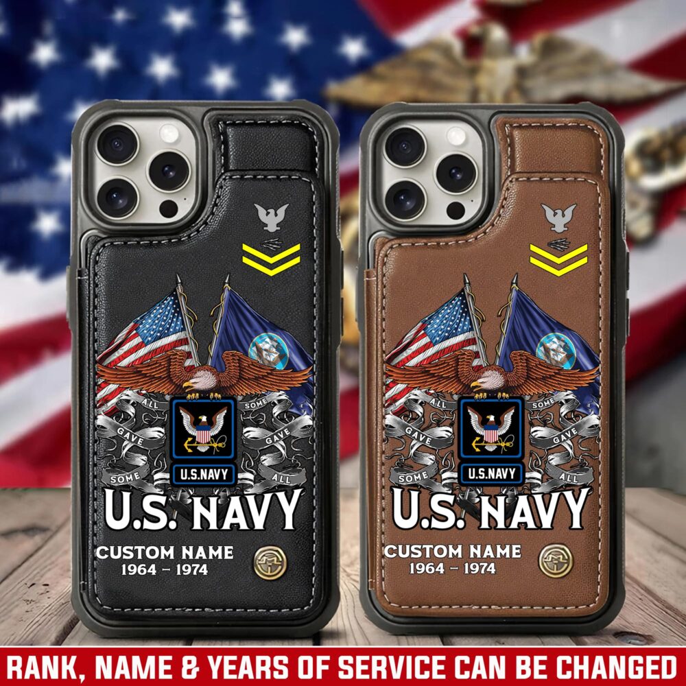 US Navy, Honor - Courage - Commitment - Leather Flip Phone Case