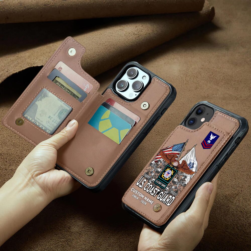 US Coast Guard, I Walked The Walk - Leather Flip Phone Case - Image 2