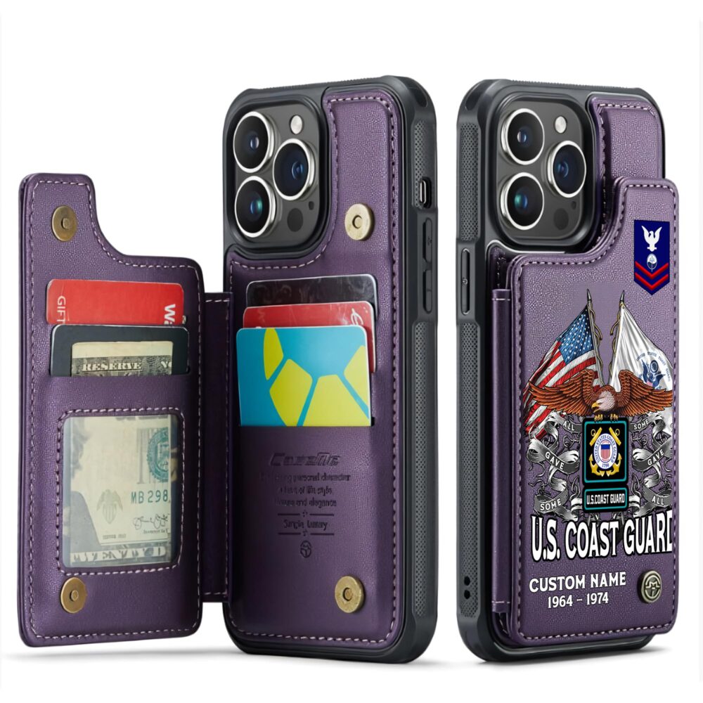 US Coast Guard, I Walked The Walk - Leather Flip Phone Case - Image 6
