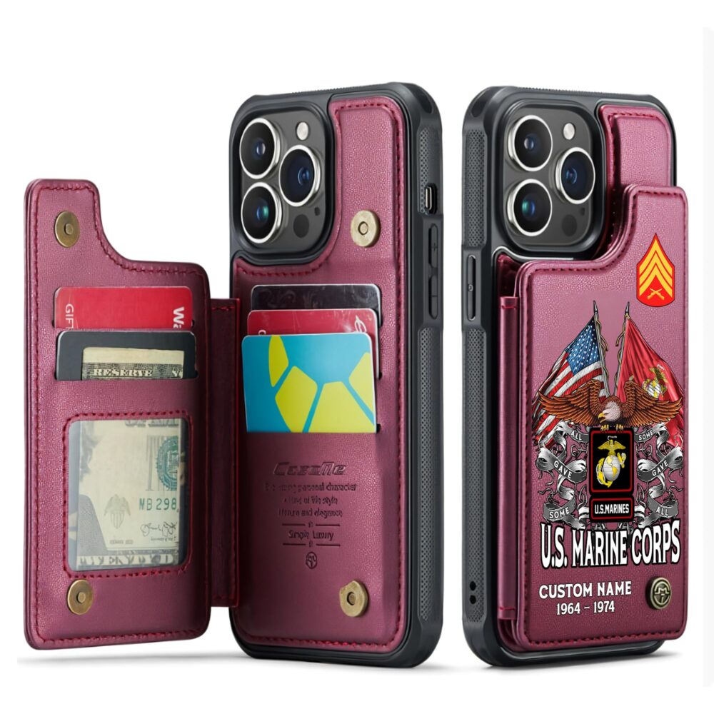 US Marine Corps, E 5 Marines Sergeant - Leather Flip Phone Case - Image 4