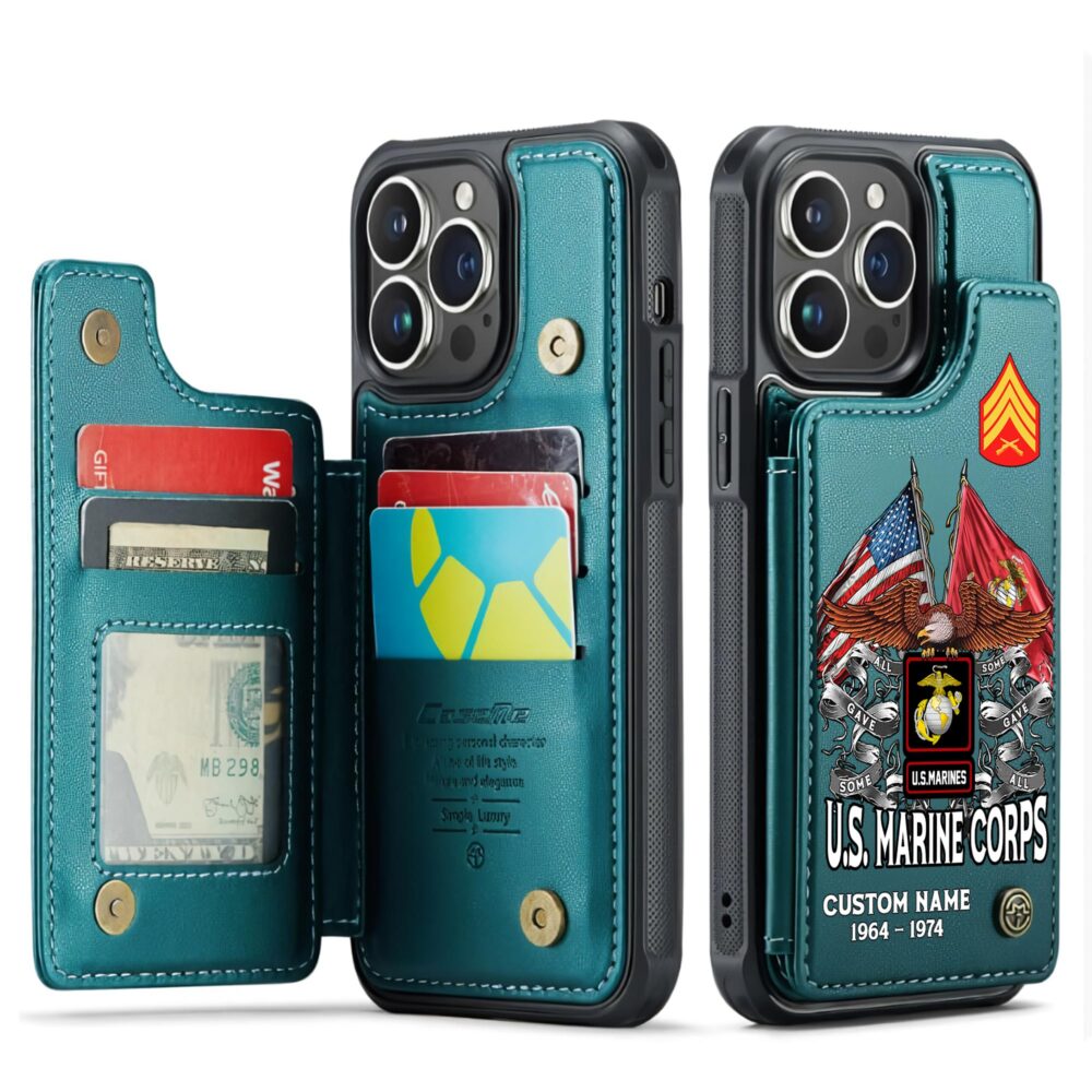 US Marine Corps, E 5 Marines Sergeant - Leather Flip Phone Case - Image 5
