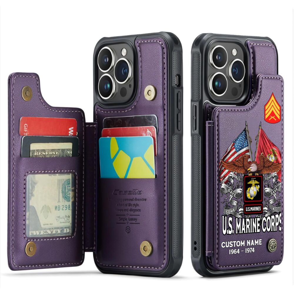 US Marine Corps, E 5 Marines Sergeant - Leather Flip Phone Case - Image 6