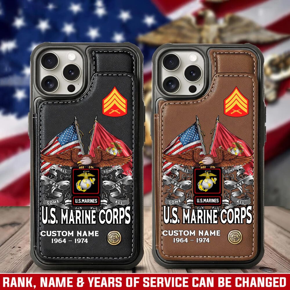 US Marine Corps, E 5 Marines Sergeant - Leather Flip Phone Case