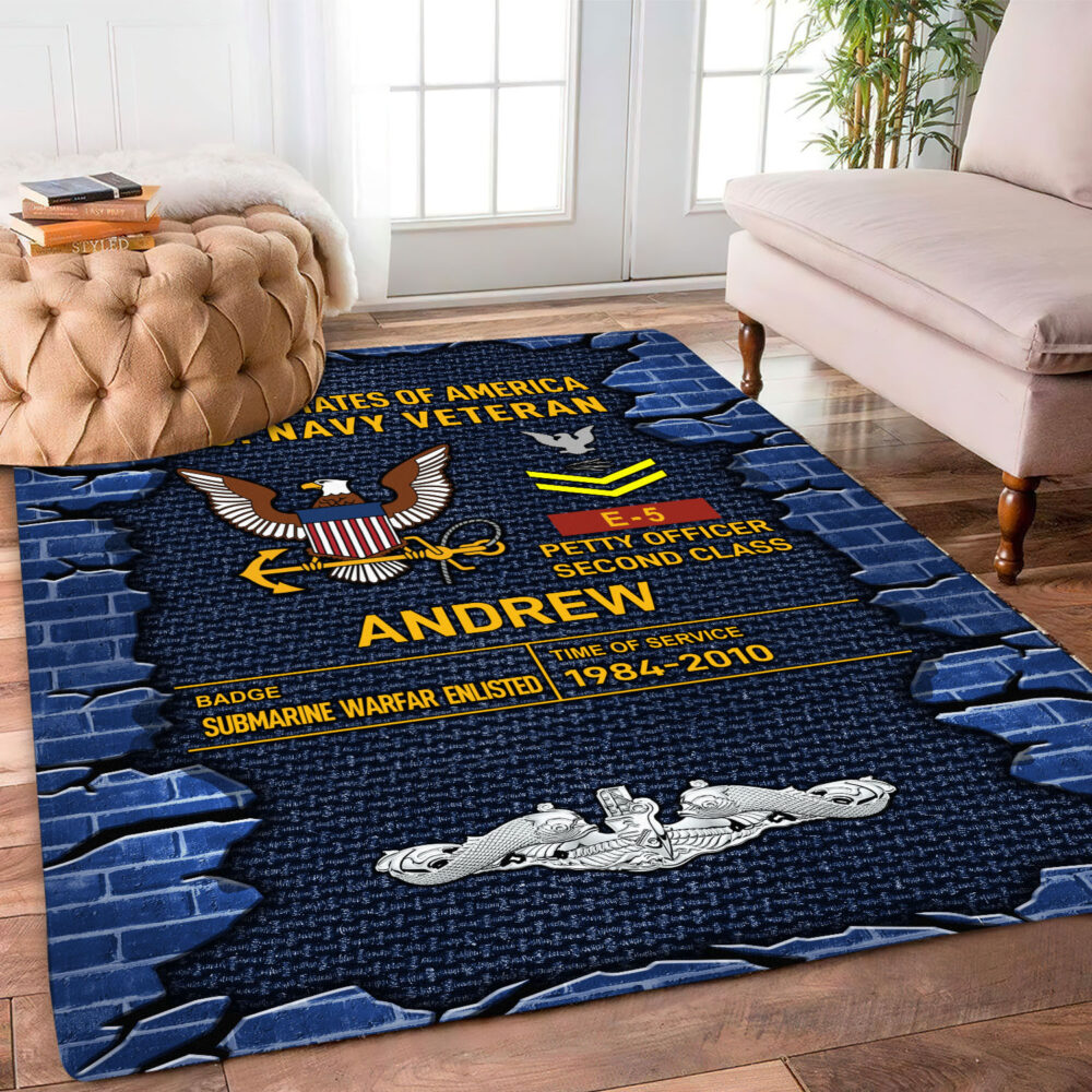 Navy Badge, Proud Veteran - Rug 48x63in - Image 2