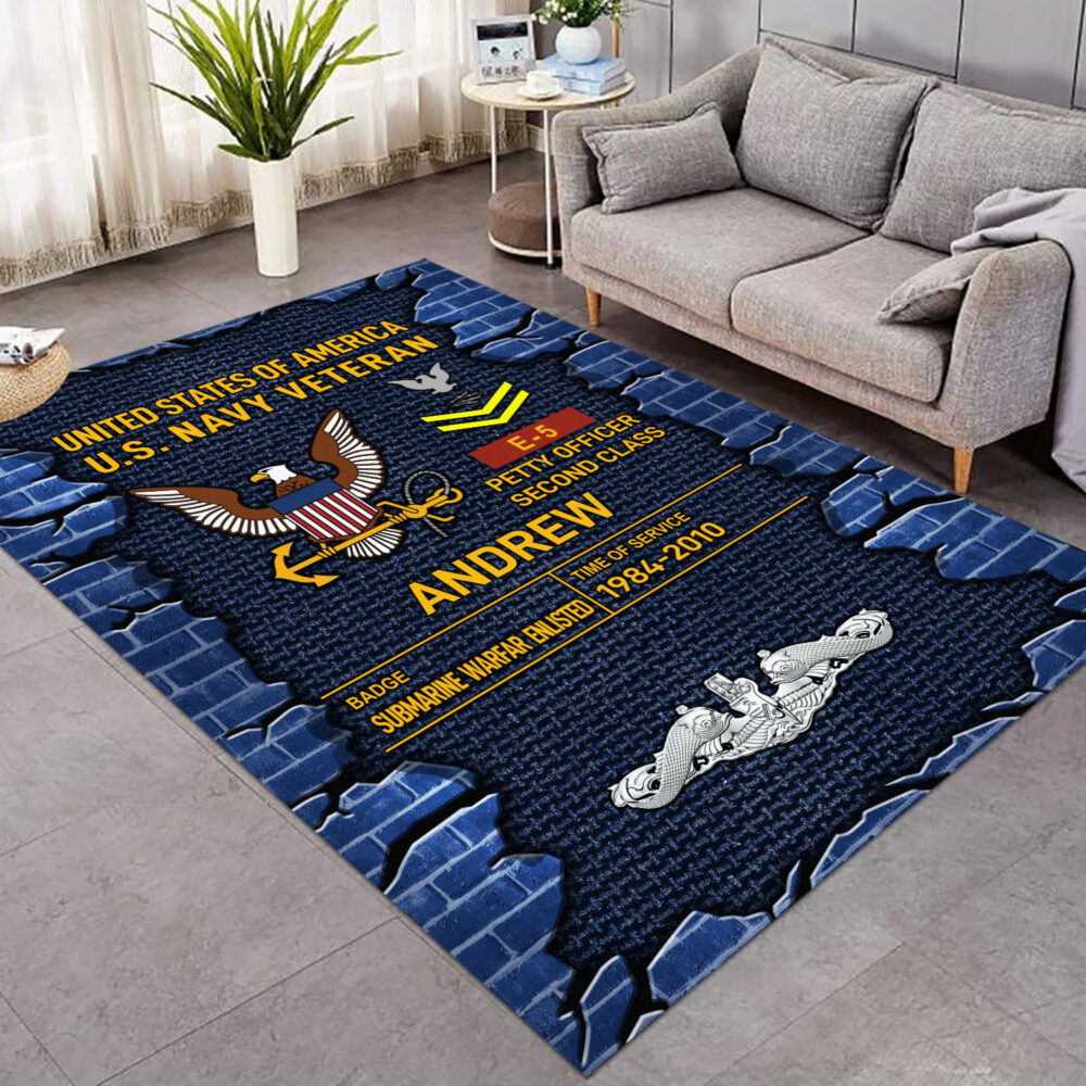 Navy Badge, Proud Veteran - Rug 48x63in - Image 3