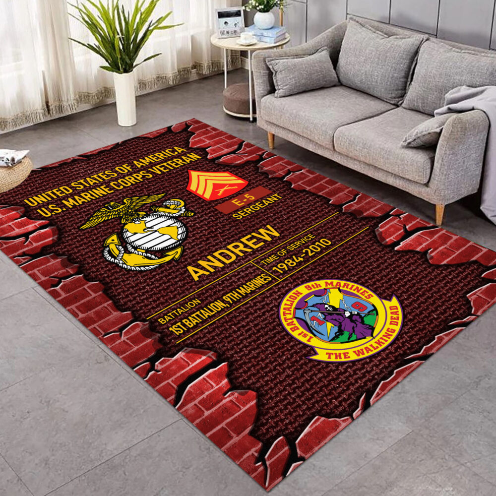 Marine Battalions, Always Remember, Never Forget - Rug 80x58in - Image 3