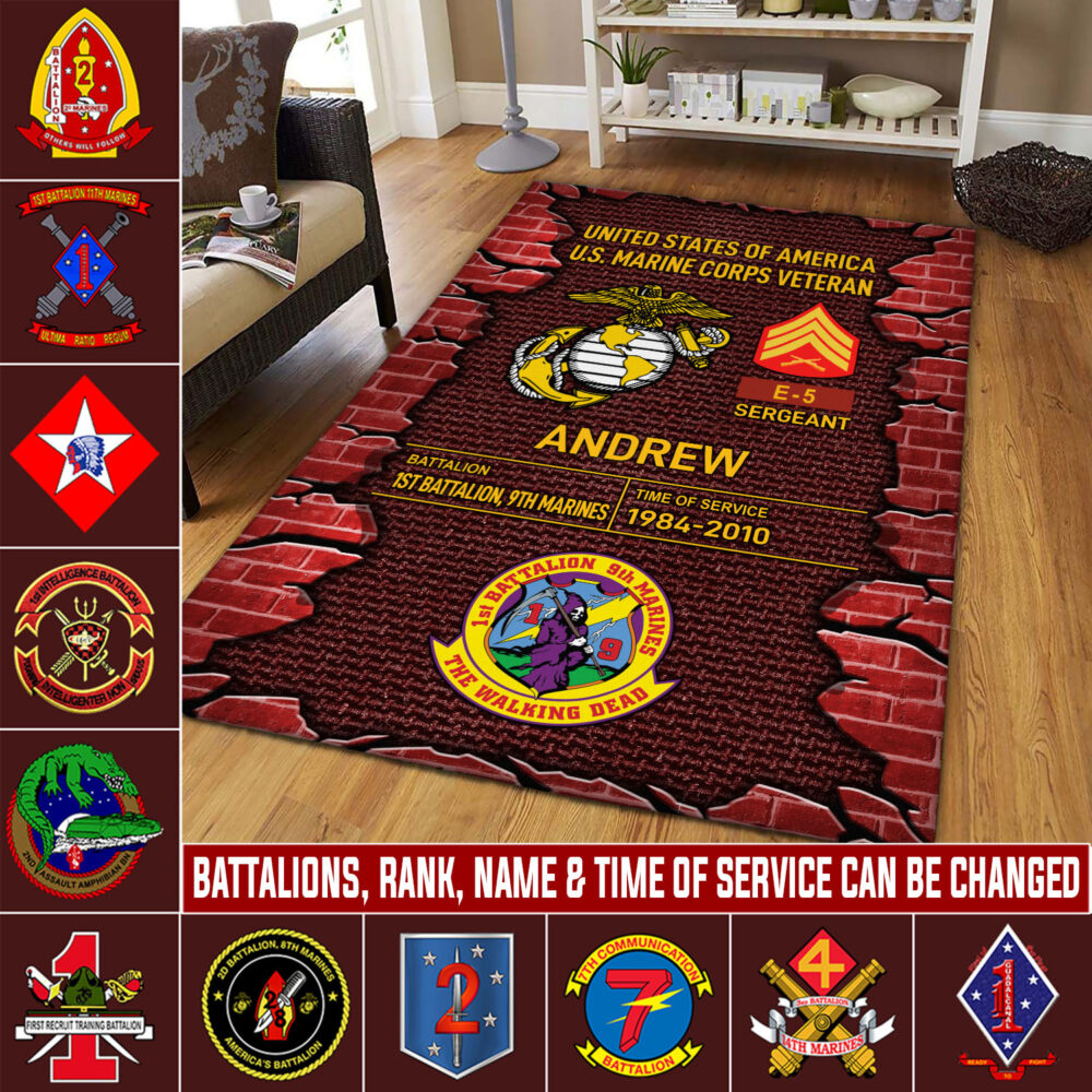 Marine Battalions, Always Remember, Never Forget - Rug 80x58in