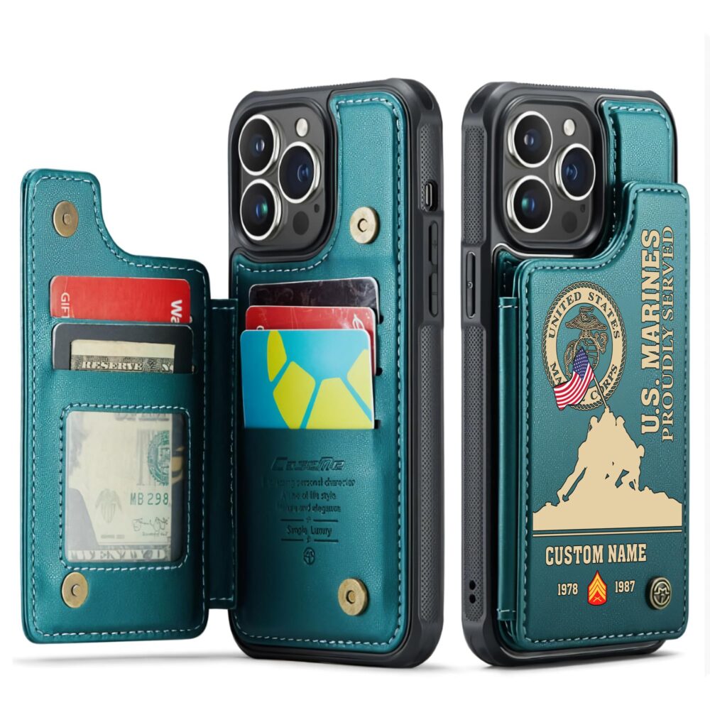 US Marine Corps, Honor, Duty, Service - Leather Flip Phone Case - Image 5