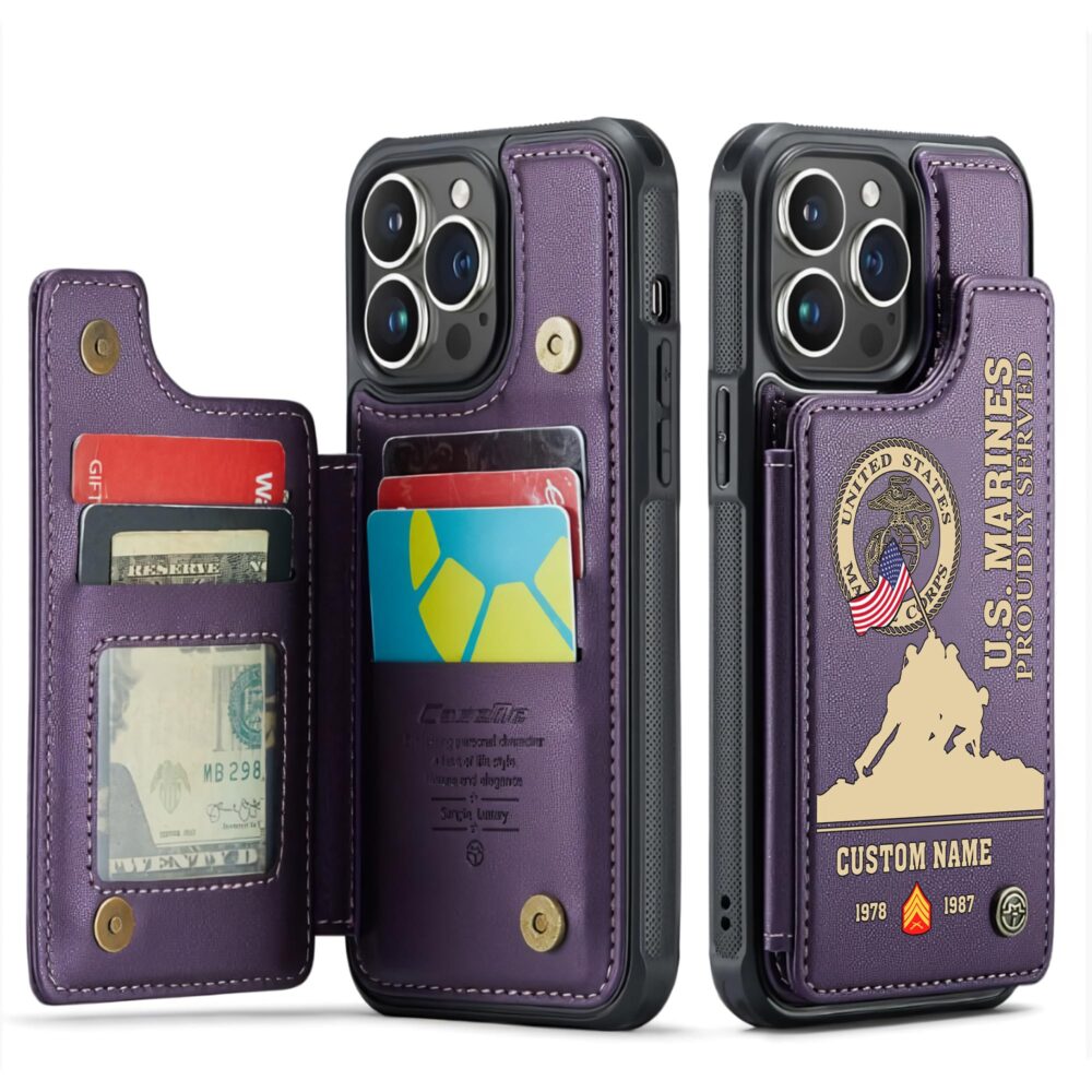 US Marine Corps, Honor, Duty, Service - Leather Flip Phone Case - Image 6