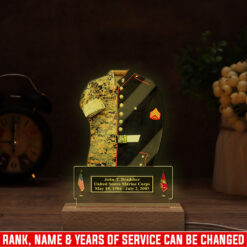 US Marine Corps, E 9 Marines Master Gunnery Sergeant - Personalized Led Lamp