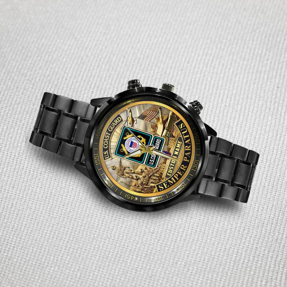 US Coast Guard, Once A Coastie, Always A Coastie - Black Stainless Steel Watch - Image 3