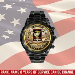 US Marine Corps, Lest We Forget - Black Stainless Steel Watch