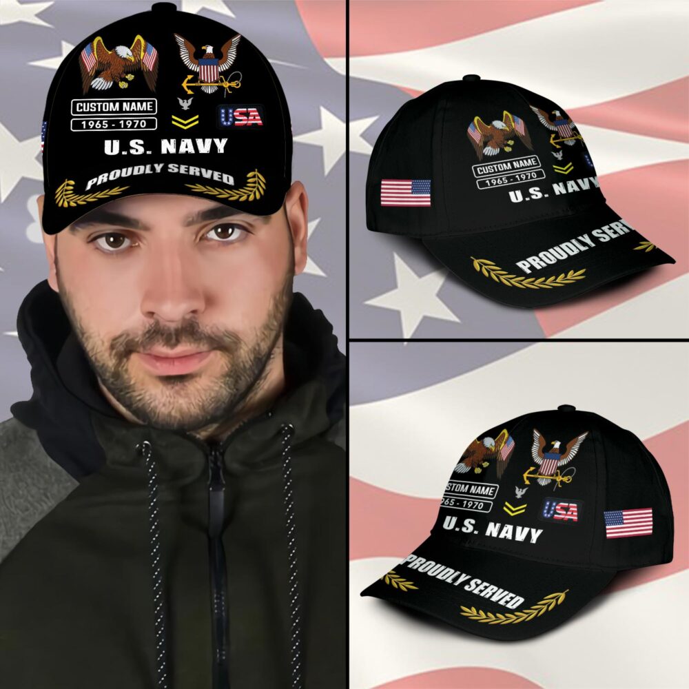 US Navy, Proud Veteran - Classic Cap - Image 3